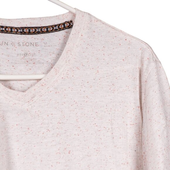 Sun Stone TShirt M Mens Short Sleeve Tan Peach Speckled Repreve Cotton Blend - Picture 2 of 6